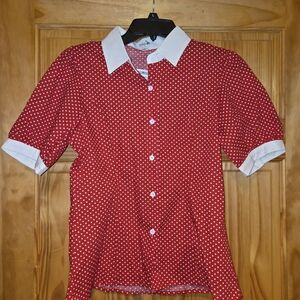 Tulip B Red Polka Dot Kids Shirt with White Collar
